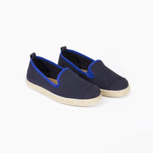 Load image into Gallery viewer, Classic Slip-On Navy Enfants ANGARDE coton summer sunrise bleu marine vue biais