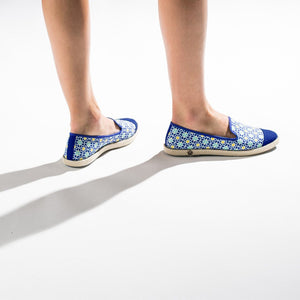 Collab Slip-On Majorelle GILI'S femme ANGARDE coton summer sunrise imprimé gili's bleu casual chic