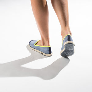 Collab Slip-On Navy Azulejos GILI'S femme ANGARDE coton summer sunrise imprimé gili's bleu et jaune fluo casual chic