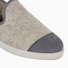 Load image into Gallery viewer, AW Slipper Inky Blue Femme ANGARDE laine winter cocooning bleu gris confortable