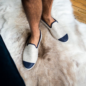 AW Slipper Marine Blue Homme ANGARDE laine winter cocooning bleu marine confortable