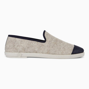 AW Slipper Marine Blue Homme ANGARDE laine winter cocooning bleu marine vue profil