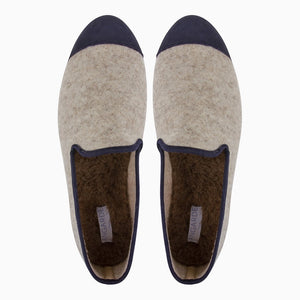 AW Slipper Marine Blue Homme ANGARDE laine winter cocooning bleu marine vue dessus