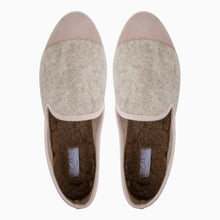 Load image into Gallery viewer, AW Slipper Silver Pink Femme ANGARDE laine winter cocooning rose pâle vue dessus