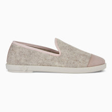 Load image into Gallery viewer, AW Slipper Silver Pink Femme ANGARDE laine winter cocooning rose pâle vue profil