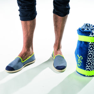 Collab Slip-On Navy Azulejos GILI'S Enfant ANGARDE coton sunrise summer bleu et jaune père enfants