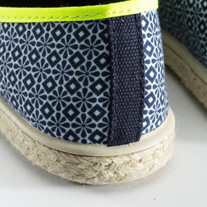 Collab Slip-On Navy Azulejos GILI'S Enfant ANGARDE coton sunrise summer bleu et jaune résistante