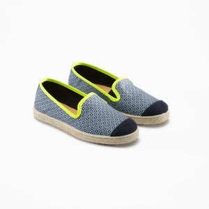 Collab Slip-On Navy Azulejos GILI'S Enfant ANGARDE coton sunrise summer bleu et jaune vue biais