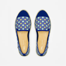 Load image into Gallery viewer, Collab Slip-On Majorelle GILI&#39;S femme ANGARDE coton summer sunrise imprimé gili&#39;s bleu vue dessus