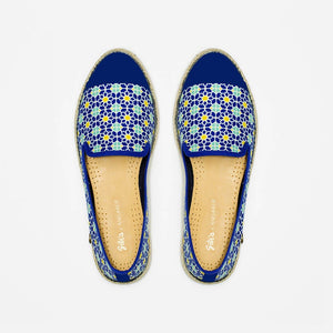 Collab Slip-On Majorelle GILI'S femme ANGARDE coton summer sunrise imprimé gili's bleu vue dessus