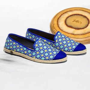Collab Slip-On Majorelle GILI'S Homme ANGARDE coton summer sunrise bleu vert vue de biais