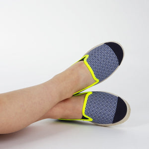 Collab Slip-On Navy Azulejos GILI'S Enfant ANGARDE coton sunrise summer bleu et jaune confort