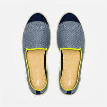 Load image into Gallery viewer, Collab Slip-On Navy Azulejos GILI&#39;S Homme ANGARDE cotton summer sunrise bleu marine vue de dessus