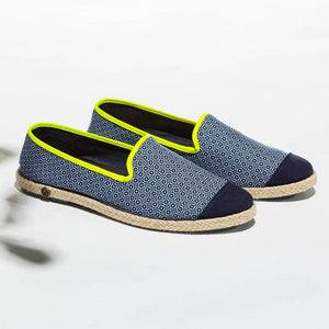 Collab Slip-On Navy Azulejos GILI'S Homme ANGARDE coton summer sunrise bleu marine vue de biais