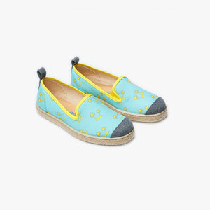 Collab Slip-On BANDY BUTTON Enfant ANGARDE coton sunrise summer palmiers vert d'eau jaune vue biais