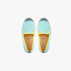 Collab Slip-On BANDY BUTTON Enfant ANGARDE coton sunrise summer palmiers vert d'eau jaune vue dessus
