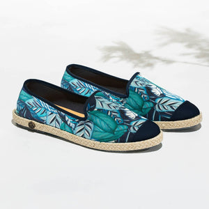 Collab Slip-On Feuille FORGET ME NOT femme ANGARDE coton summer sunrise imprimé feuille vue biais