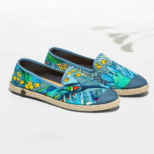 Load image into Gallery viewer, Collab Slip-On Perroquet FORGET ME NOT femme ANGARDE coton summer sunrise imprimé tropical vue biais