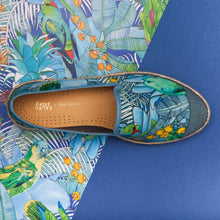 Load image into Gallery viewer, Collab Slip-On Perroquet FORGET ME NOT femme ANGARDE coton summer sunrise imprimé tropical légère