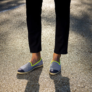 Collab Slip-On Winwood GILI'S Homme ANGARDE coton summer sunrise bleu marine et jaune fluo confortable