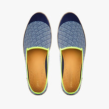 Load image into Gallery viewer, Collab Slip-On Winwood GILI&#39;S Homme ANGARDE coton summer sunrise bleu marine et jaune fluo vue de dessus
