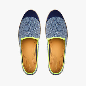 Collab Slip-On Winwood GILI'S Homme ANGARDE coton summer sunrise bleu marine et jaune fluo vue de dessus